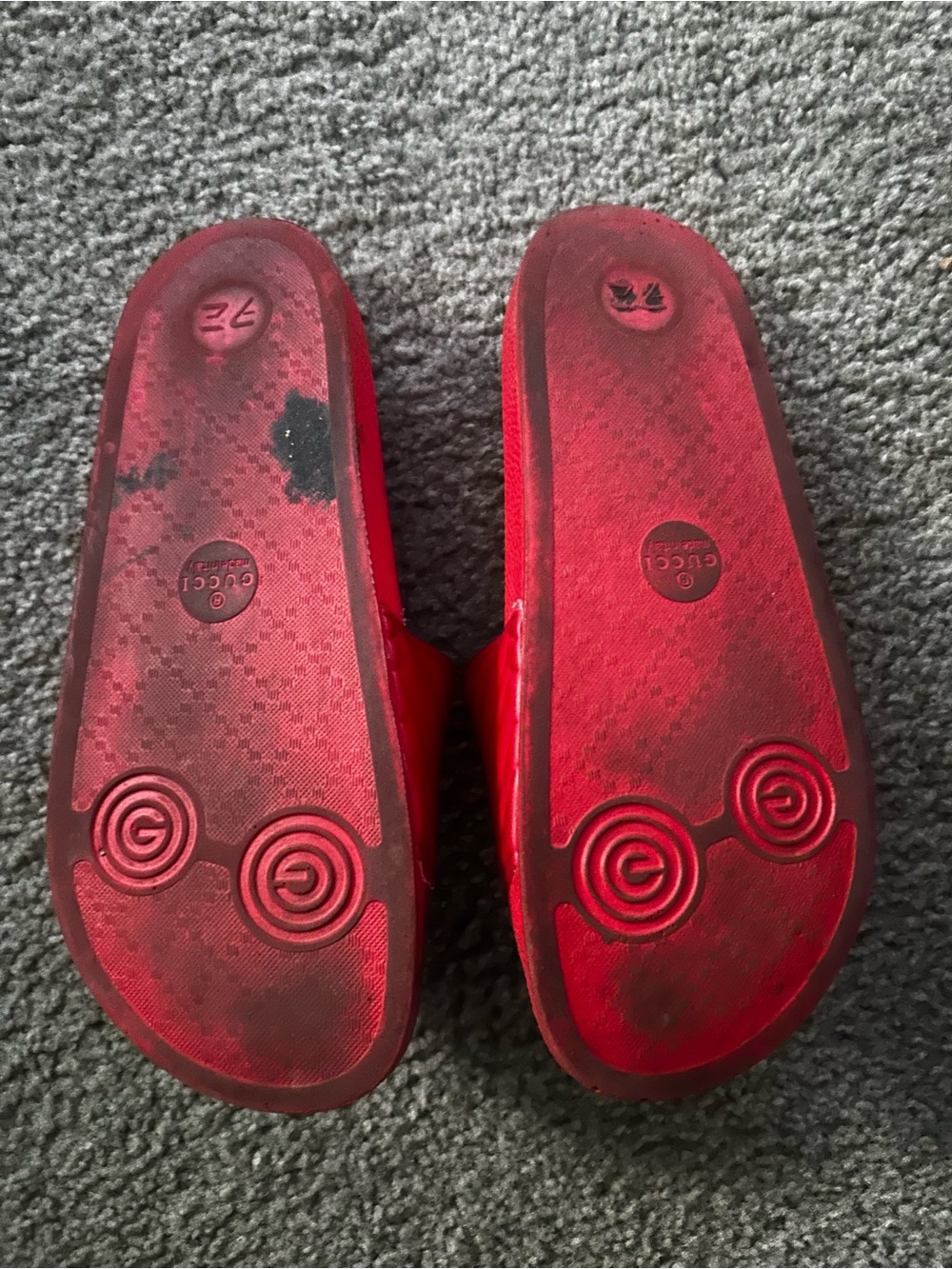 Red Embossed Logo Slide Sandals - Picture 7 of 13